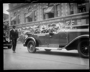 Pres. and Mrs. Coolidge driving through Andover