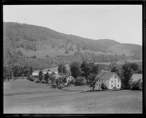 Pres. Coolidge's homestead from the hill. The building in foreground is Col. Coolidge's cheese factory, Plymouth, VT.