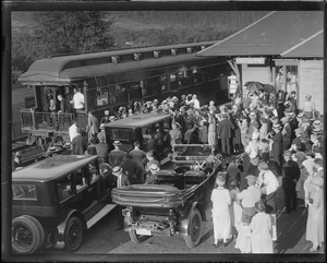 Pres. Coolidge and party board train at Ludlow, VT. For Washington D.C.