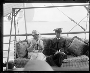 Pres. Coolidge and wife aboard the yacht Mayflower
