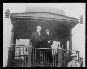 Pres. and Mrs. Coolidge on train