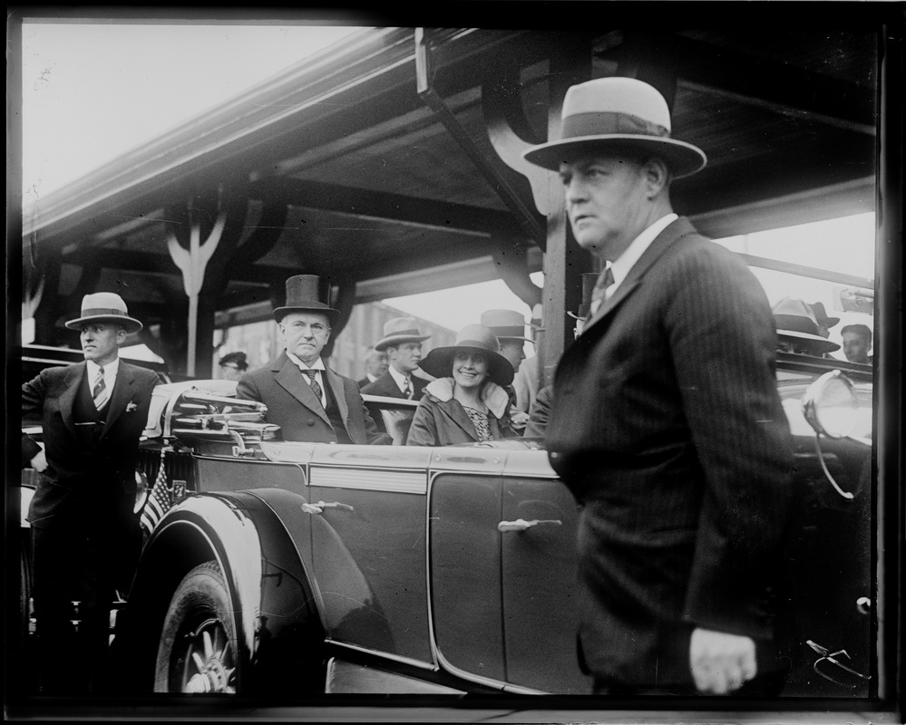 Pres. and Mrs. Coolidge at Andover with secret serviceman Jervis