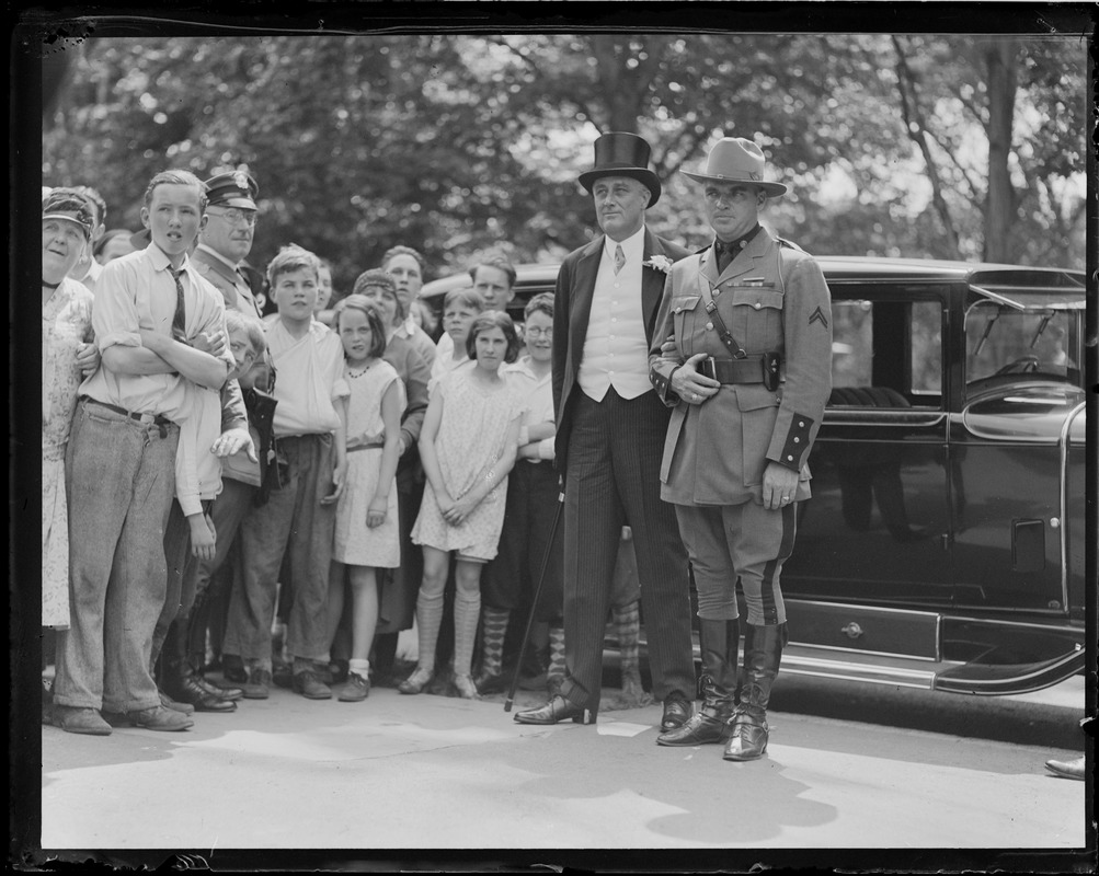 Gov. Franklin D. Roosevelt of New York in Boston for his son James' wedding