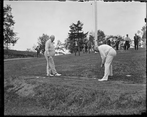 Pres. Harding and golfing partner Weeks in Lancaster, N.H.