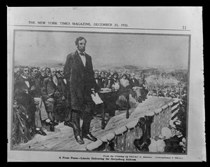 Abe Lincoln delivering Gettysburg address