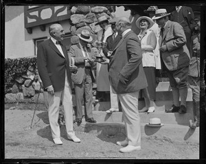 Secretary Weeks presents cup to Pres. Harding, Lancaster, N.H.