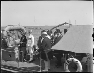 Pres. Harding aboard boat in Plymouth