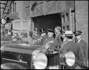 Pres. Hoover arrives at the Boston Arena