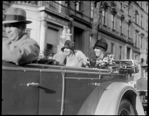 Mrs. Alvan Fuller and Mrs. Hoover in automobile, Boston