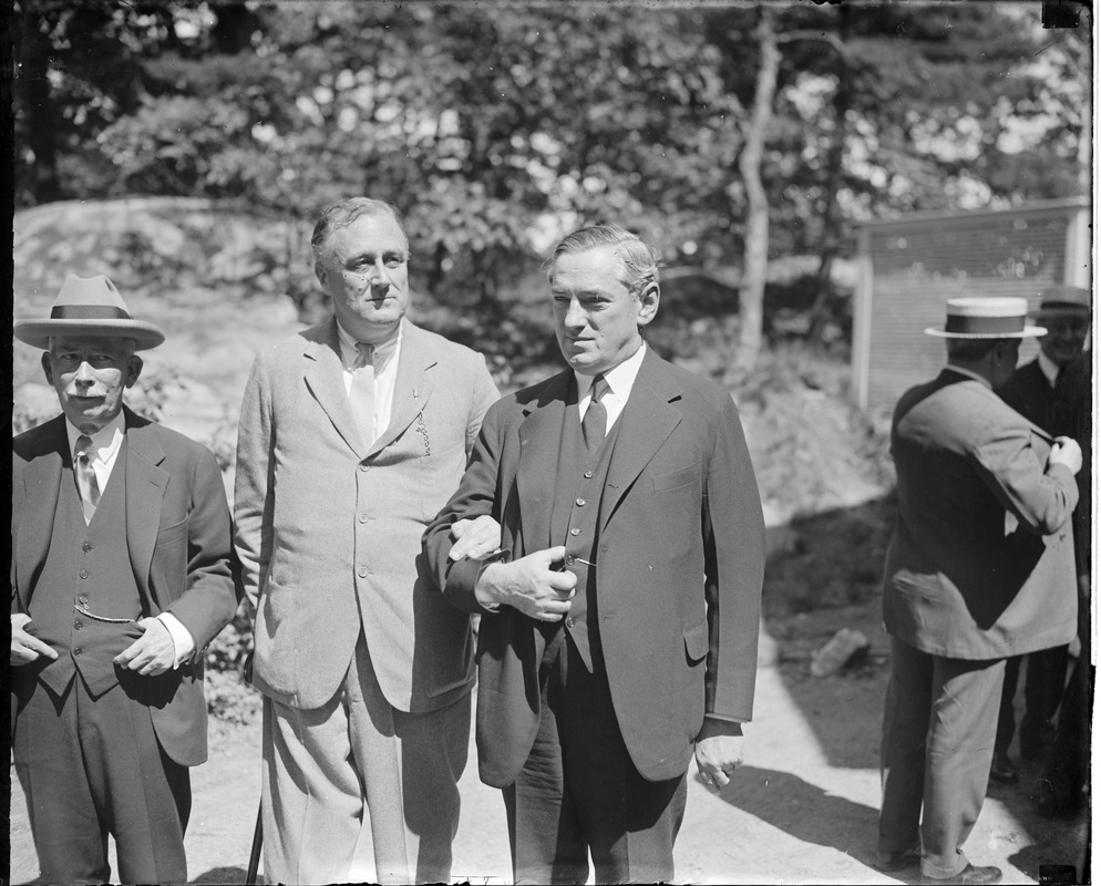 Franklin D. Roosevelt on the arm of Mayor Curley