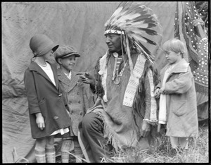 Young Chief "Little Wound" Age 57 - Sioux Indian from Pine Ridge, South Dakota, telling youngsters story