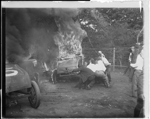 Auto on fire at Readville