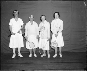 Badminton: L-R: Dorman Weaver, Mrs. George Wightman, Mrs. W. Harold Wilton and Elizabeth Kennedy of the Montreal Winter Club, Badminton winners at University club
