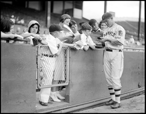Art Shires, Boston Braves, autographing at Braves field