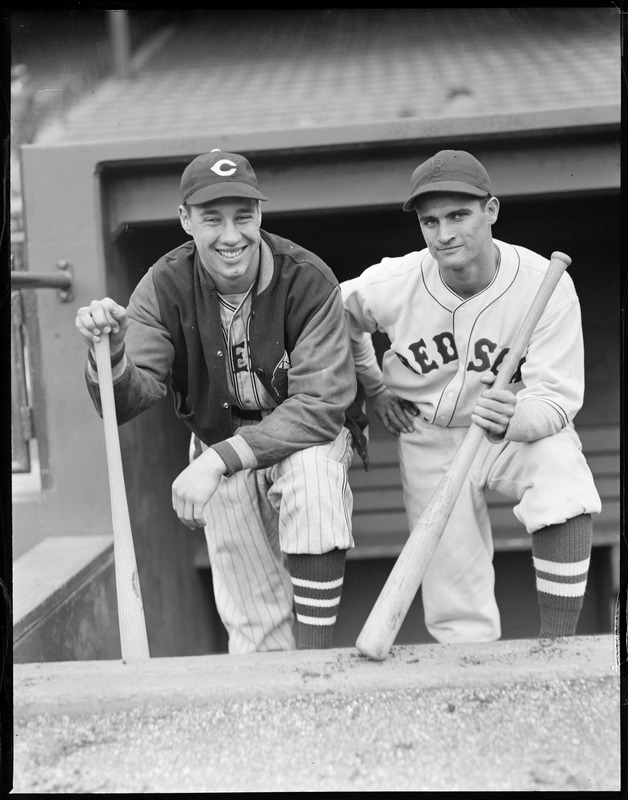 Red Sox second baseman Bobby Doerr and Cleveland Indians pitcher Bob Feller