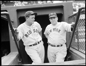 Red Sox manager Joe Cronin and Yankees manager Joe McCarthy at Fenway