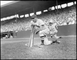 Jimmie Foxx in the on deck circle at Fenway Park