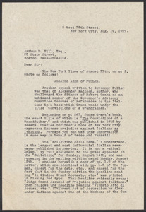 Sacco-Vanzetti Case Records, 1920-1928. Defense Papers. Arthur D. Hill Correspondence: K. Box 22, Folder 9, Harvard Law School Library, Historical & Special Collections