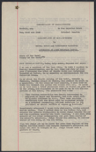 Sacco-Vanzetti Case Records, 1920-1928. Defense Papers. Arthur D. Hill files, Affidavits, unsigned carbons. Box 22, Folder 19, Harvard Law School Library, Historical & Special Collections