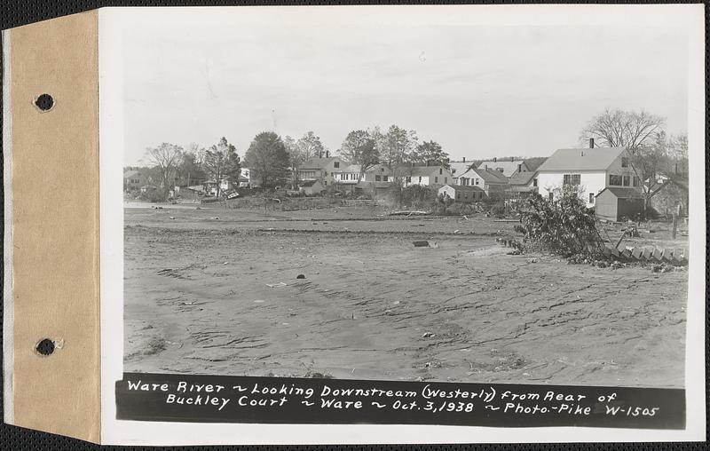 Ware River, looking downstream (westerly) from rear of Buckley Court, Ware, Mass., Oct. 3, 1938