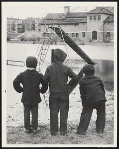 Go Ahead, the Water's Fine--but neither Gerard O(Donnell (left), Tom Bagley nor James Dooley would take a slide on South Boston playground near aquarium.