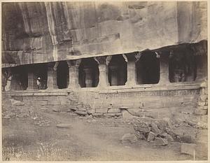 View from the north-west of the entrance to Cave III, Badami, Bijapur District