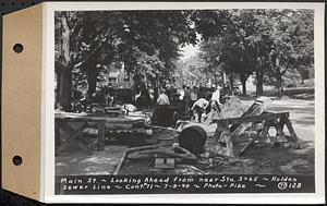 Contract No. 71, WPA Sewer Construction, Holden, Main Street, looking ahead from near Sta. 3+65, Holden Sewer Line, Holden, Mass., Jul. 9, 1940