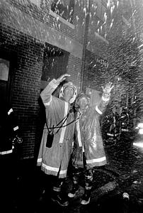 BFD members at a fire in Boston