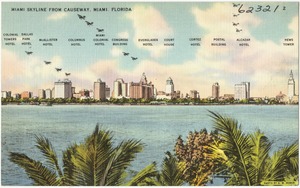 Miami skyline from causeway, Miami, Florida