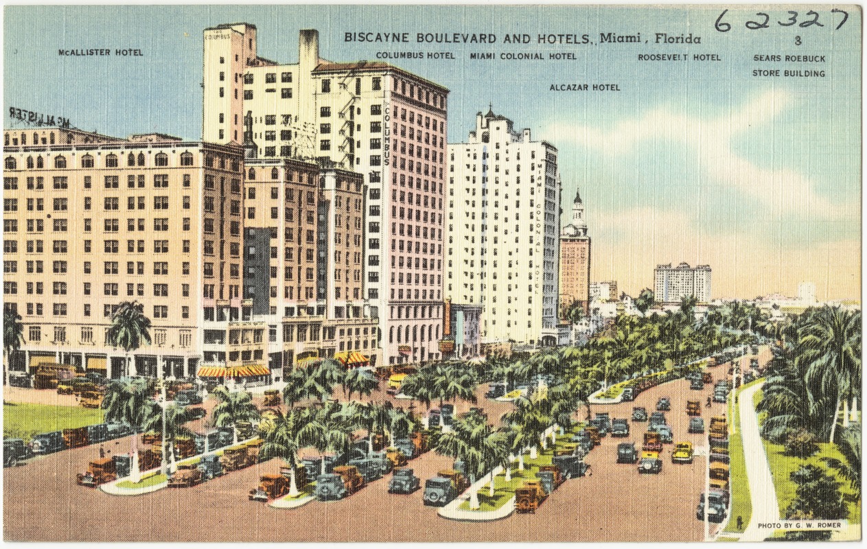 Biscayne Boulevard and hotels, Miami, Florida