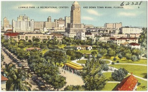 Lummus Park (a recreational center) and Downtown Miami, Florida