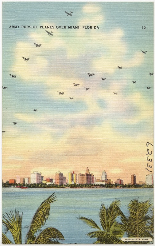 Army pursuit planes over Miami, Florida