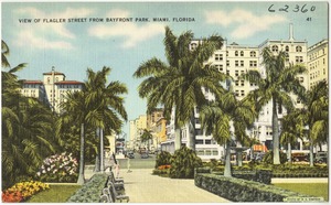 View of Flagler street from Bayfront Park, Miami, Florida