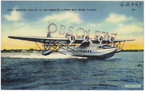 Early morning take-off of Pan American clipper ship, Miami, Florida