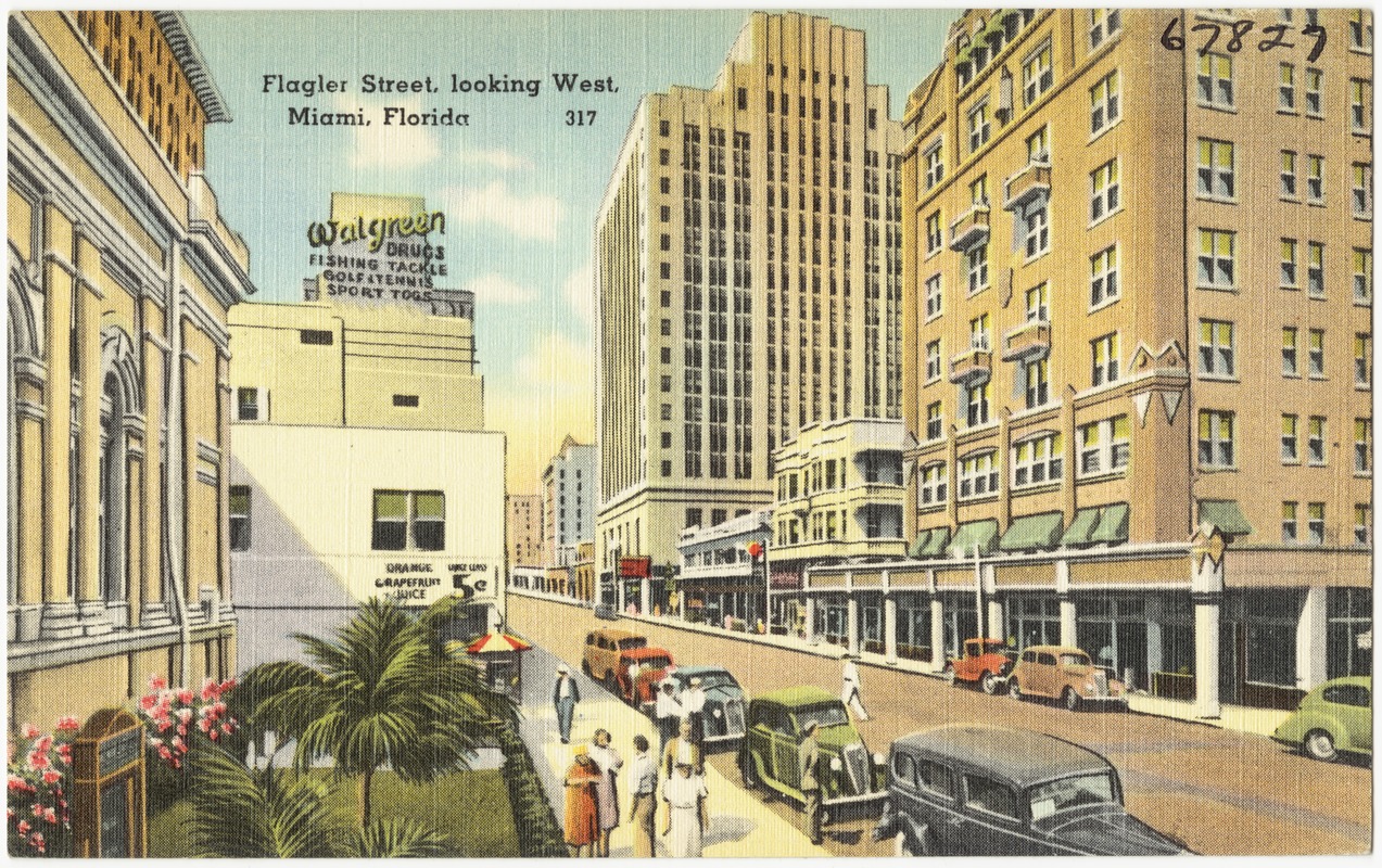 Flagler Street, looking west, Miami, Florida - Digital Commonwealth