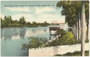 Miami river view, from 17th Avenue bridge, Miami, Florida