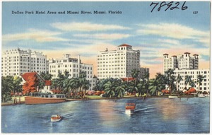 Dallas Park hotel area and Miami River, Miami, Florida