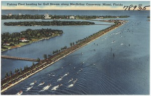 Fishing fleet heading for gulf stream along MacArthur Causeway, Miami, Florida