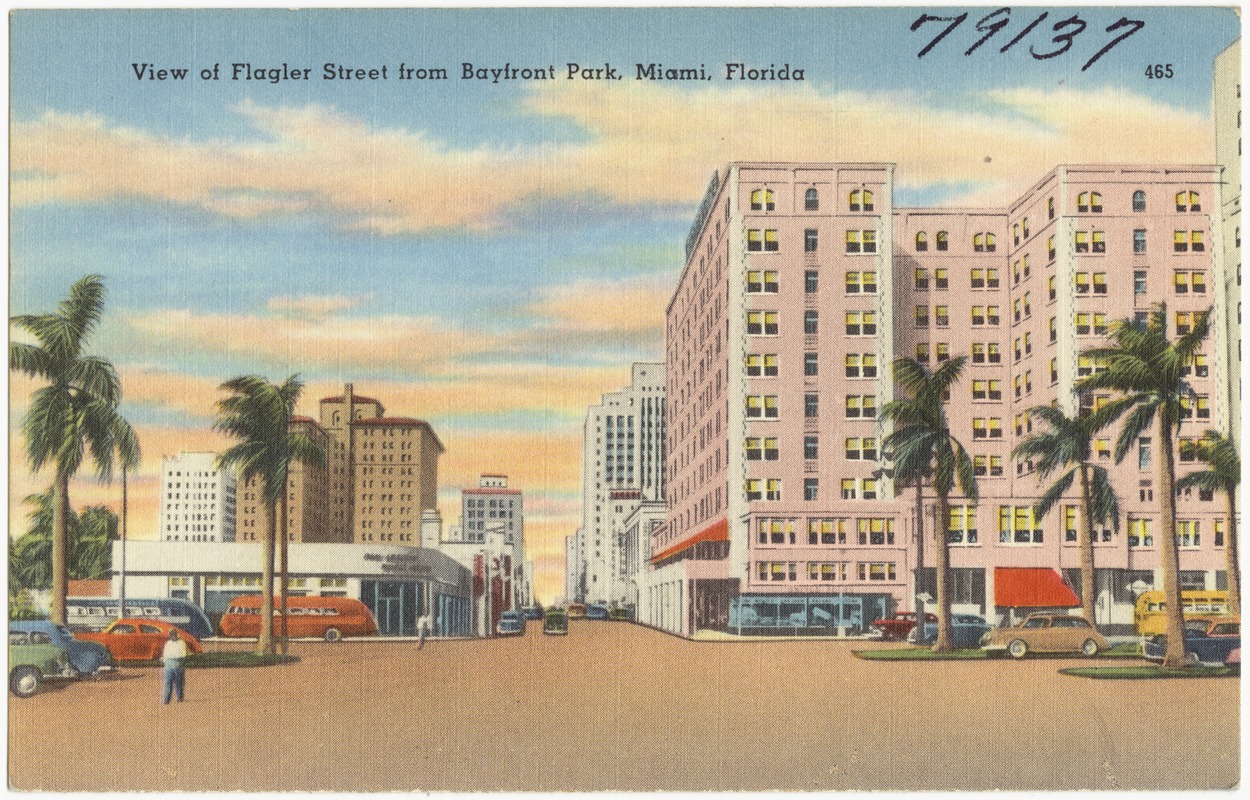 View of Flagler Street from Bayfront park, Miami, Florida