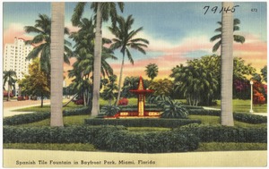Spanish tile fountain in Bayfront Park, Miami, Florida