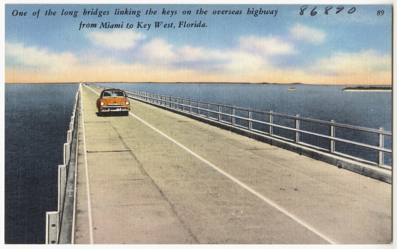 One of the long bridges linking the keys on the overseas highway from Miami to Key West, Florida