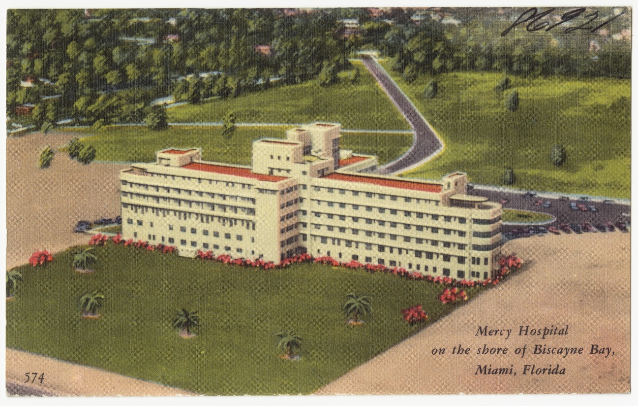 Mercy Hospital on the shore of Biscayne Bay, Miami, Florida - Digital  Commonwealth