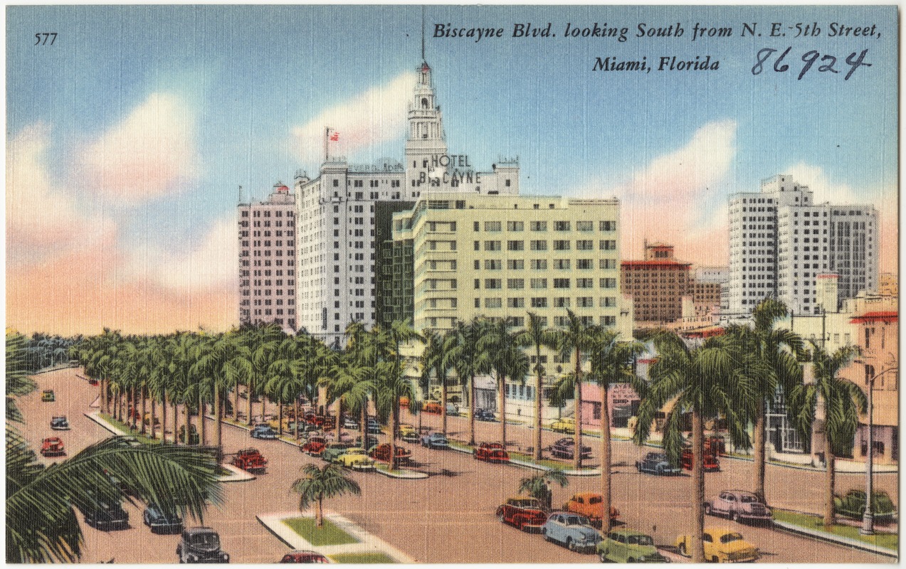 Biscayne Blvd. looking south from N.E. 5th Street, Miami, Florida