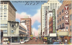 Looking west on Flagler Street, Miami, Florida