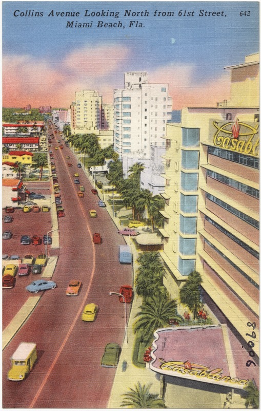 Collins Avenue looking north from 61st Street, Miami Beach, Florida