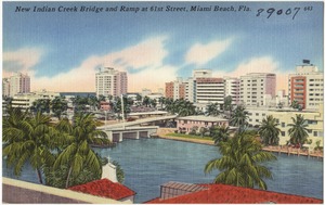 New Indian Creek Bridge and ramp at 61st Street, Miami Beach, Florida