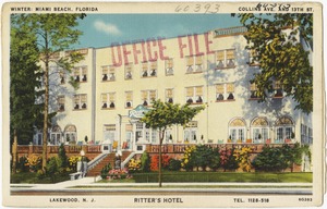 Winter: Miami, Florida, Collins Ave. and 13th St., Ritter's Hotel