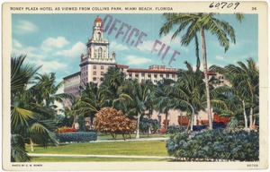 Roney Plaza Hotel as viewed from Collins Park, Miami Beach, Florida