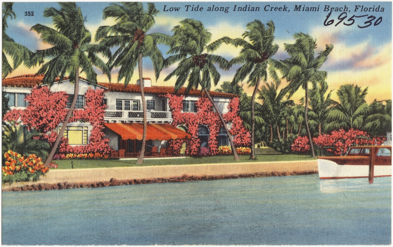 Low tide along Indian Creek, Miami Beach, Florida