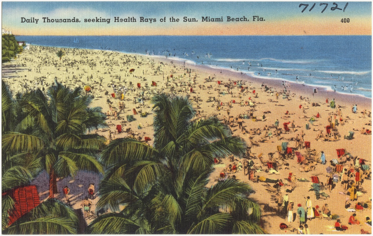 Daily thousands, seeking health rays of the sun, Miami Beach, Florida